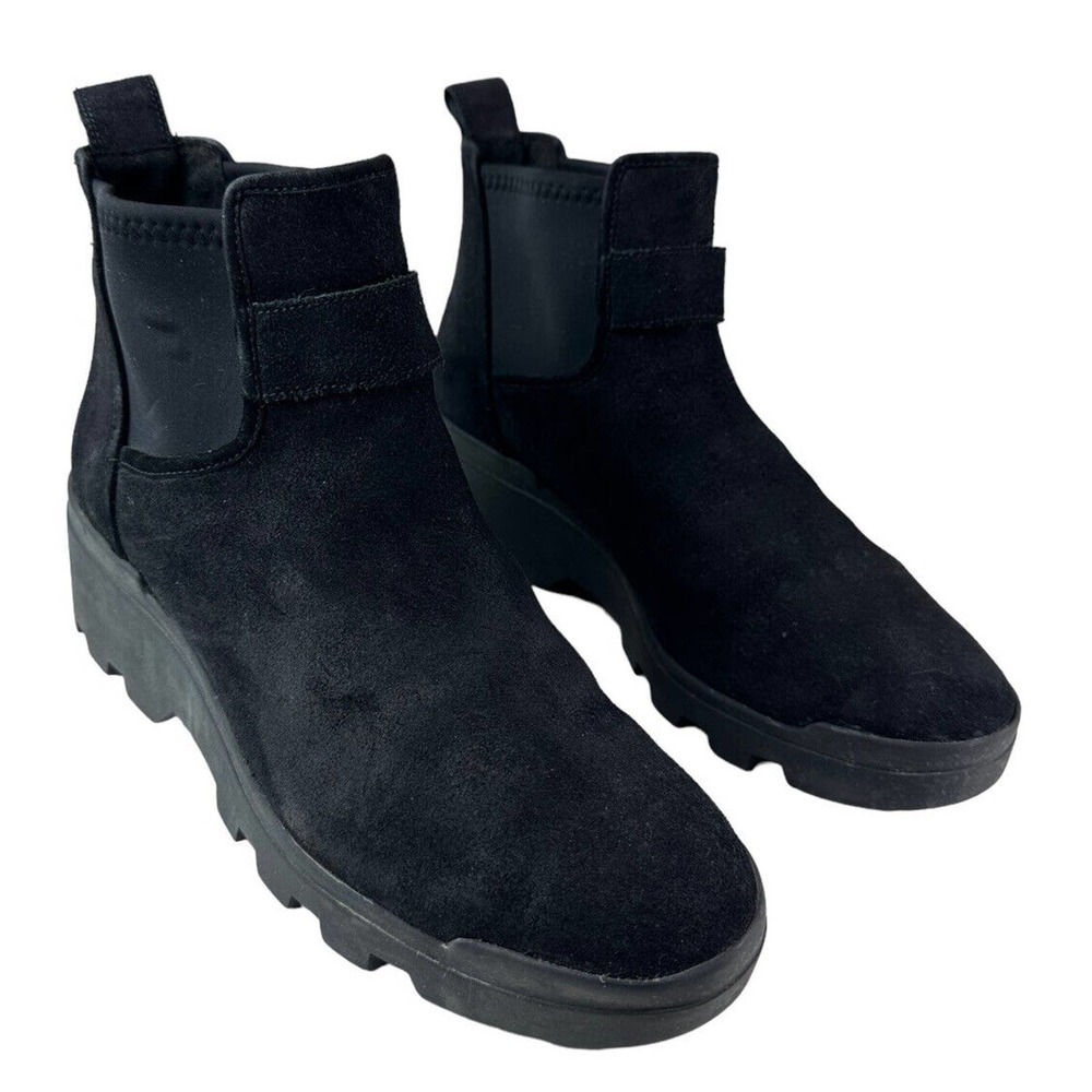 Eileen Fisher Splash Waterproof Suede Bootie Ankle Boots Size 9.5 Wedge Black - Picture 5 of 15